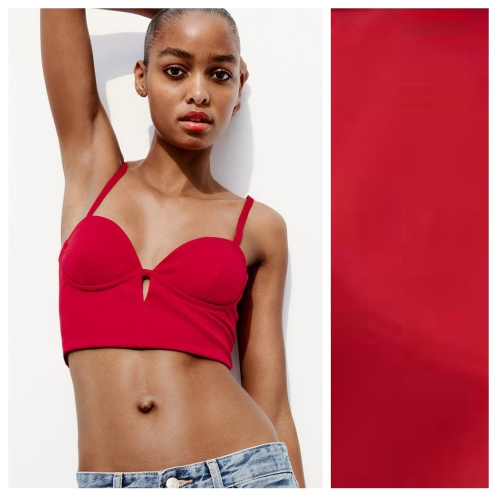NWT. Zara Red Lingerie Combination Tulle Corset/Top Spaghetti Strap. Size XXL. - Picture 2 of 12